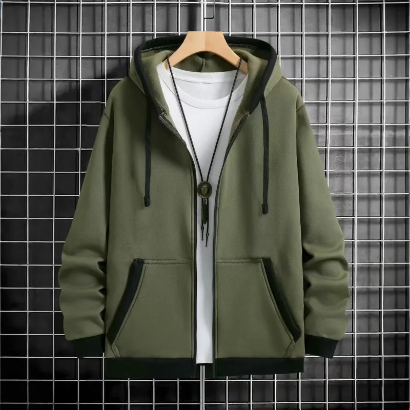 Thickened Men's Hooded Zipper Cardigan Casual Outerwear Fashionable Sweatshirt Autumn Winter New Arrival Cross-Border Style — image 5