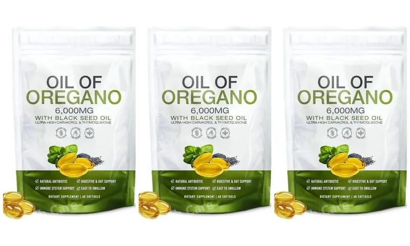 Oil of Oregano 6000mg Black Seed Oil Softgels Supports Daily Immune Defense Digestive Balance Herbal Formula Non GMO 60 Count