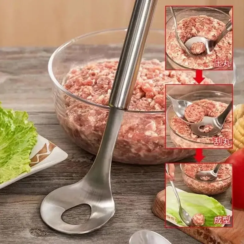Meatball Maker Spoon Meat Baller with Elliptical Leakage Hole Stainless Steel Meat Ball Mold Kitchen Gadget Meat Tools Non-Stick