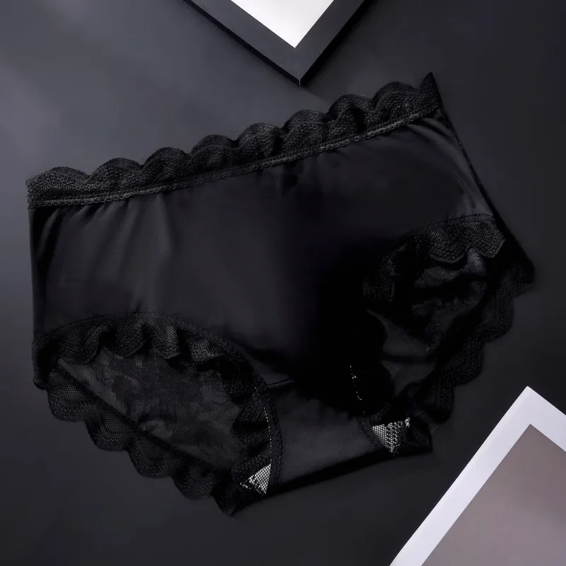 Thin Ice Silk Lace Men's Underwear Breathable Mid Waist Embroidery Comfortable Triangle Pants Traceless Hollow Out Male Briefs