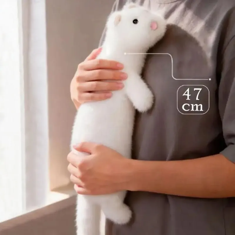 Soft Plush Ferret Plush Pillow Cute Expression Dense Stitching Long Ferret Cushion Fluffy Texture Stuffed Ferret Toy Long Body