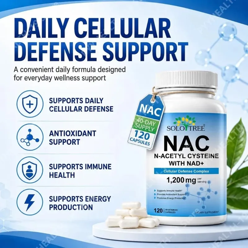 NAC N-Acetyl Cysteine Capsules 1200mg NAD+ For Cellular Immune & Antioxidant Energy Support Formula Adult 120 Count