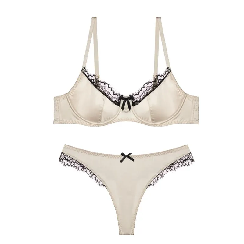 Red Satin Bra Set Dopamine Lingerie for Small Chest Push Up Gathers Anti Sagging Sexy Lace Bralette for Women Pure Sensual