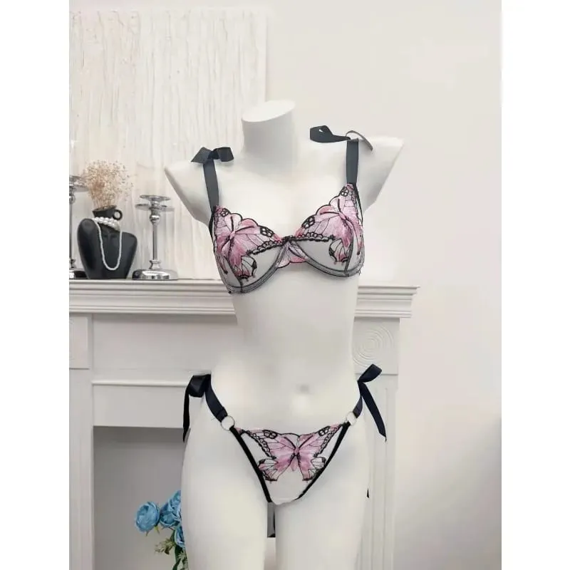 French Luxury Embroidery Sheer Lace Lingerie Set Lift Thin Cup Plus Size Big Bust Minimize Soft Transparent Intimate Wear 34-40 — image 10