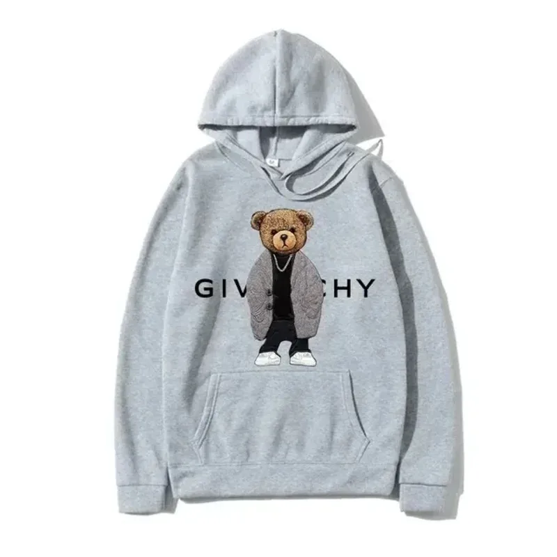 Men Women Unisex Autumn Winter Luxury Bear Print Hoodies Long Sleeve Fleece Pullover High Quality Free Shipping — image 10