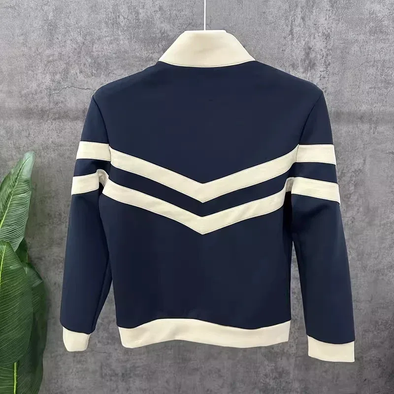 2026 Spring Luxury Stand Collar Sweatshirts Men's Trendy Splicing Hoodie Comfortable Versatile Casual Sweatshirts Men Clothing