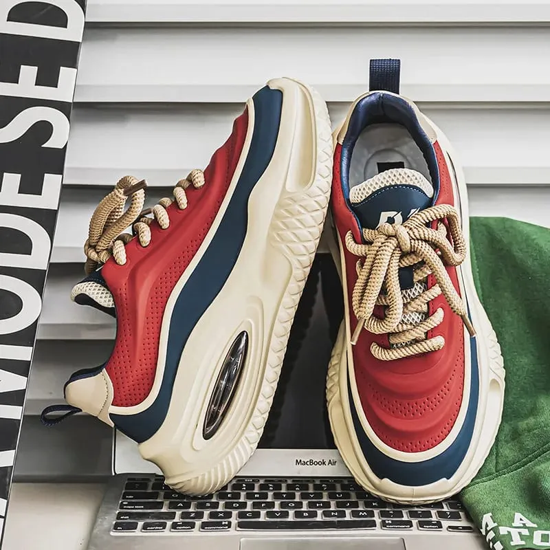 Spring Summer Men Sneakers Platform Casual Shoes Retro Chunky Dad Footwear Streetwear Lace Up Walking Male Running Shoes — image 5