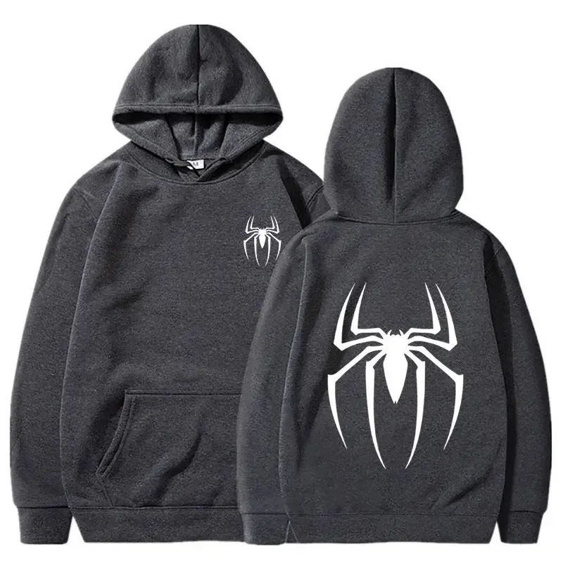 Mens Y2K Spider Print Hooded Streetwear Retro Clothing Loose Hip Hop Quirky Punk Sweatshirt Fashion Couple Sports Sweater — image 4