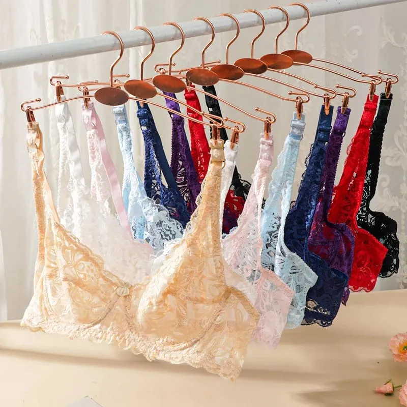 Women's Sexy Lace Thin Bras Suit Non-pad Exquisite Push-up Bra Solid Breathable Underwire G-String Panties Underwear Set — image 3