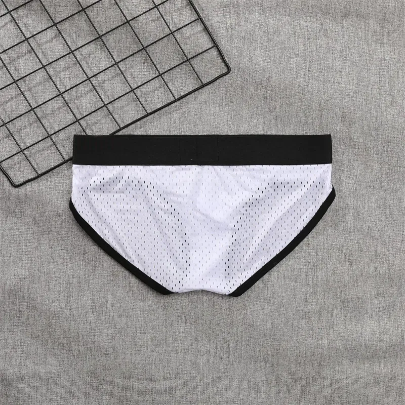2026 solid color new men's low waist through mesh breathable briefs addicted underwear AD4-M388