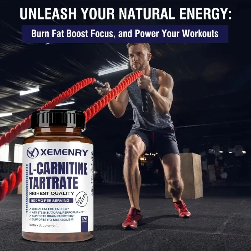 Cápsulas Premium de Tartarato de L-Carnitina 1500 mg - A produção de energia natural apoia o metabolismo