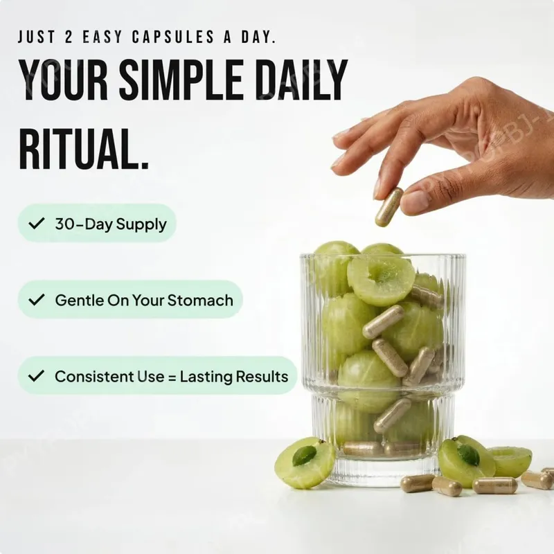Amla Fruit Extract 1000mg Capsules Superfruit Supplement Energy Support 60 Capsules 30 Servings Vegan Non-GMO Gluten Free