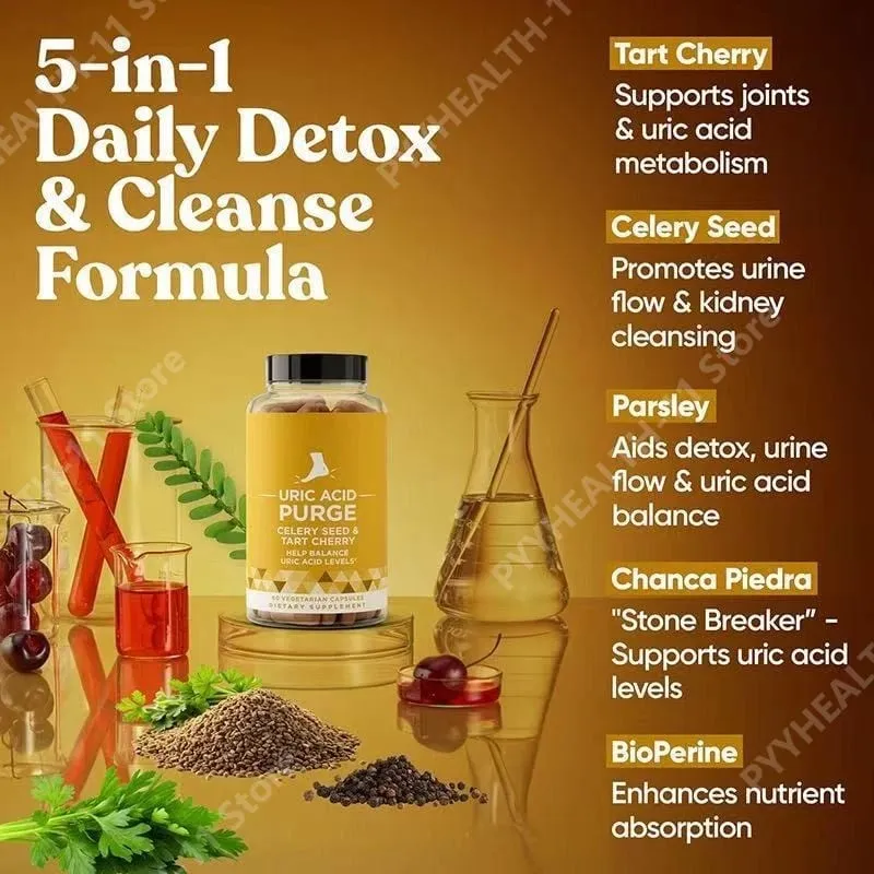 Plant-Based Antioxidant Capsules with Tart Cherry & Celery Seed Cleanse 5-in-1 Formula Daily Wellness Support 60 Capsules — image 3