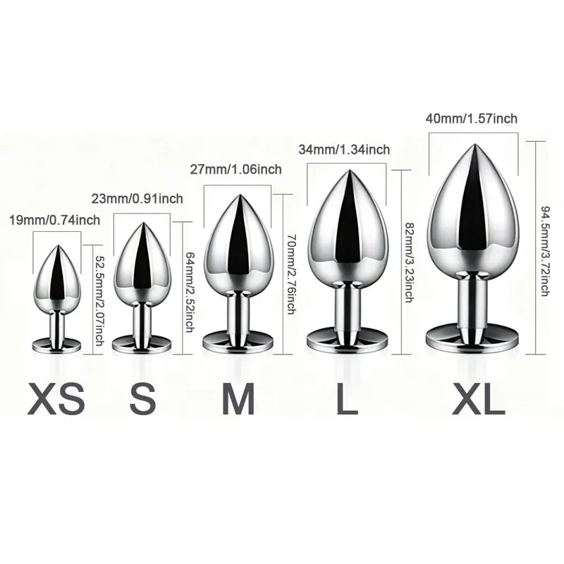 Metal Anal Plug 5 Size Butt Plug Butt Toy Adult Game Masturbator Anal XS/S/M/L/XL Diamond Sex Toy for Adult Products