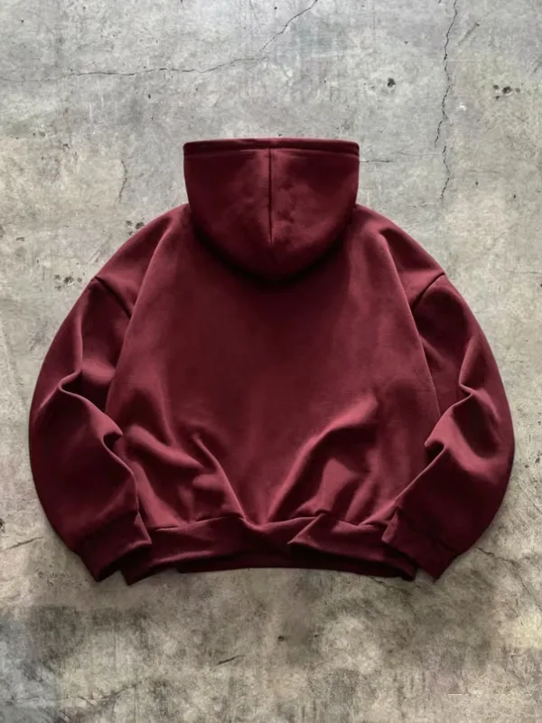 Striped solidcolor mens hooded sweatshirt with fleece forwarmth. Fashionable street casual loosefitting casual sweater with hood