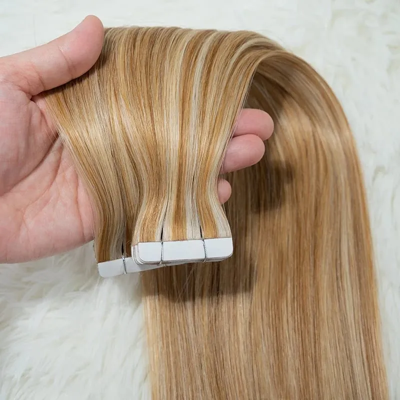Luckinghair Wholesale 100% Virgin Double Drawn Straight Invisible Human Hair Tape in Extensions Wave Style — image 17