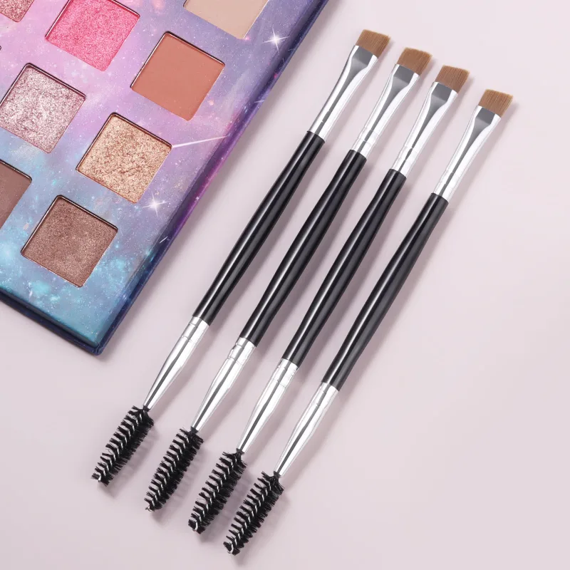 Dual Head Eyebrow Makeup Brushes 4Pcs Spoolie Lash Brush Angled Brow Fill Brush Professional Eye Cosmetic Tools