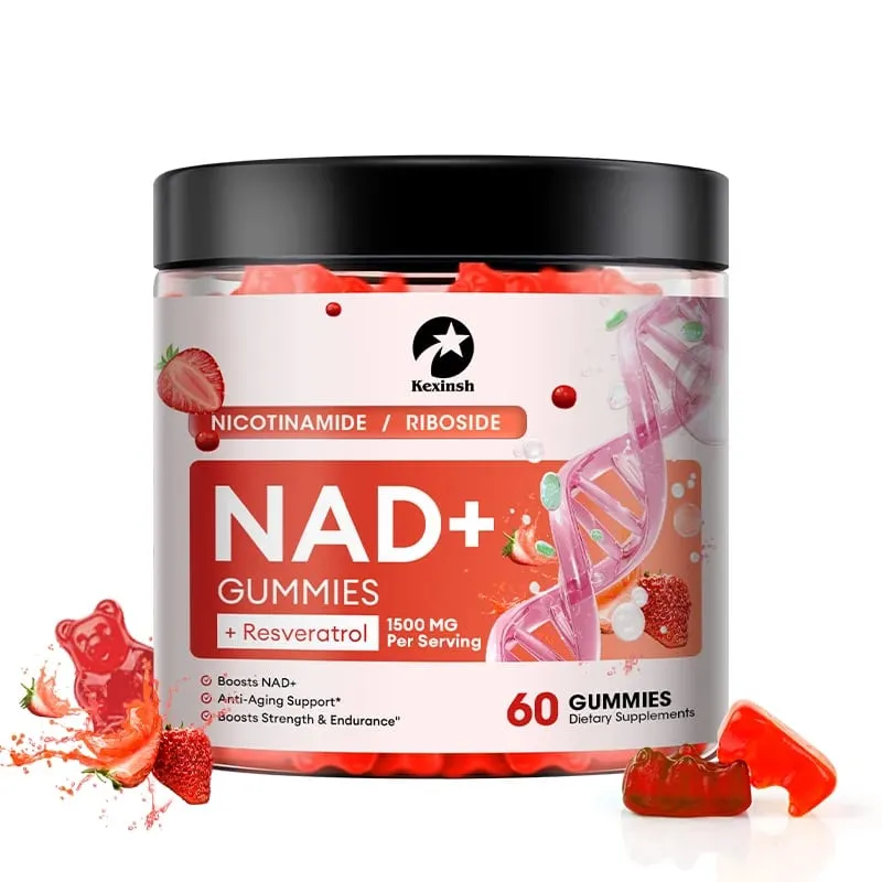 Kexinsh NAD Gummies Supplement Aging Defense Liposomal NAD Nicotinamide Riboside Resveratrol 1500mg Nad Plus Vitamin B3 D3