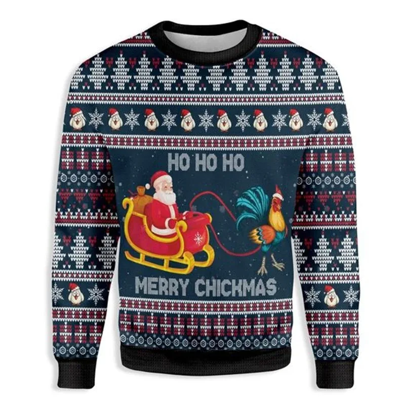 Funny Santa Claus Graphic Ugly Christmas Sweater 2026 Men Fashion Autumn Winter 3D Printed Sweatshirt Casual Oversized Pullovers — image 4