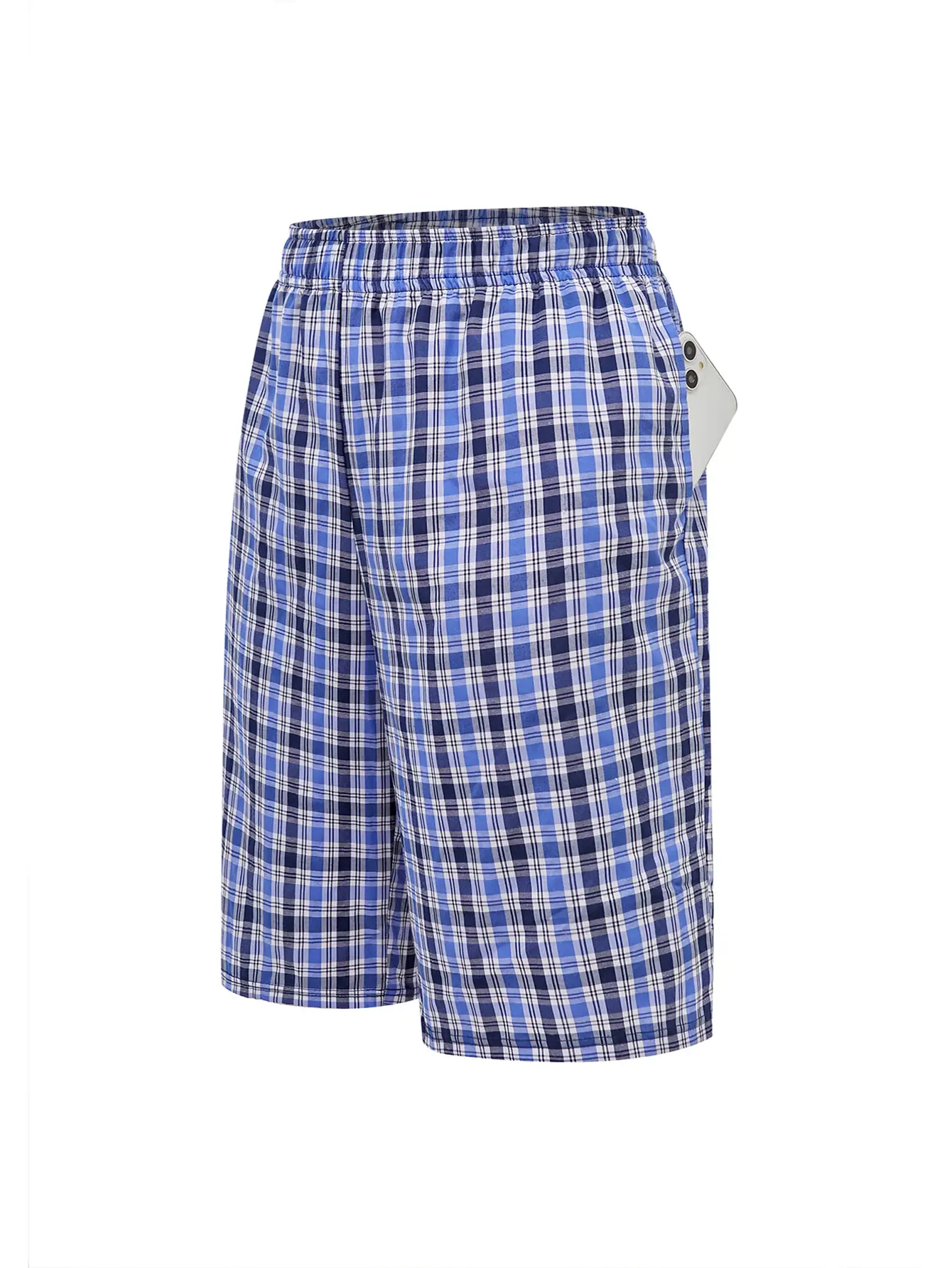 Pantaloni ad angolo piatto da spiaggia lunga da uomo Cintura elastica a quadretti casual Comodo pantalone da boxe per giovani casual per la casa da uomo
