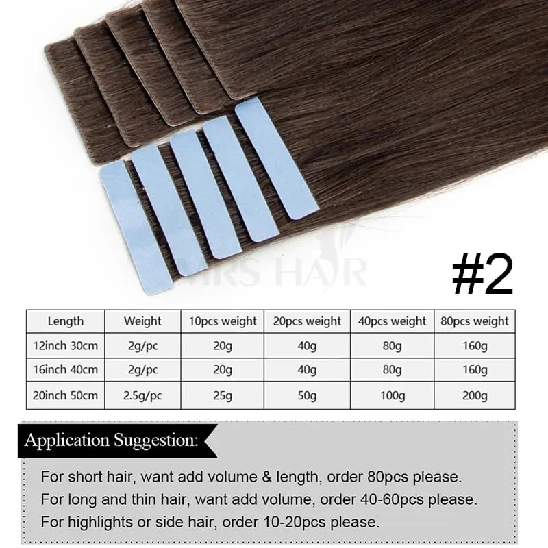 Injected Tape in Extensions Human Hair Invisible Tape in Hair Extensions 1B Natural Seamless PU Weft Tape On Hair 10pcs/pack