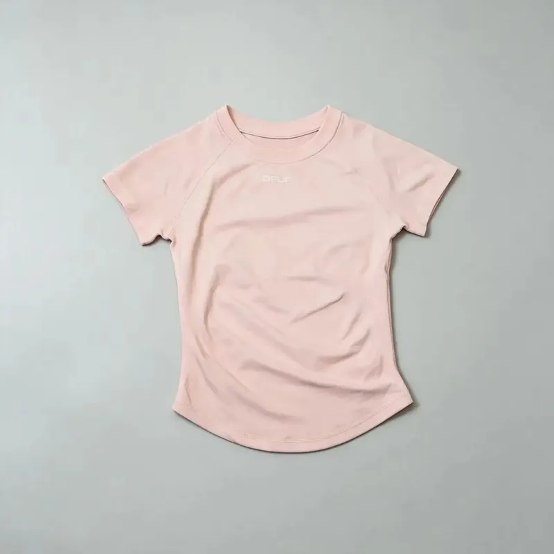 Women Elastic Slim Short Sleeve T-Shirt Soft Breathable Casual Top for Gym Yoga Jogging Fitness Daily Wear
