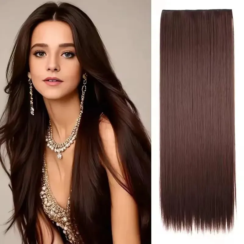 32 Inch Synthetic No Clips Invisible Wire Hair Extension Artificial Natural Fake False Long Straight Hairpiece Blonde For Women