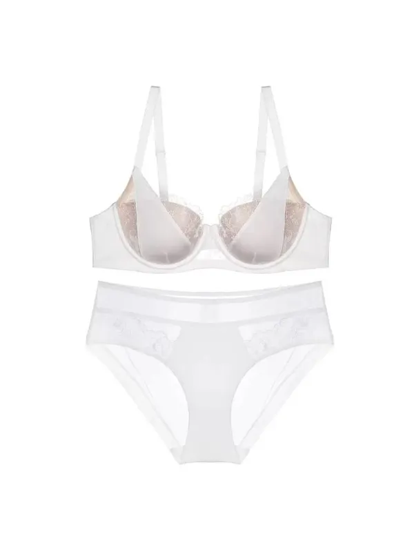 French Lace Embroidery Sexy Bra Set Push Up Minimizer Gather Support Full Coverage Comfort Lingerie for Big Breasted Women 2PCS