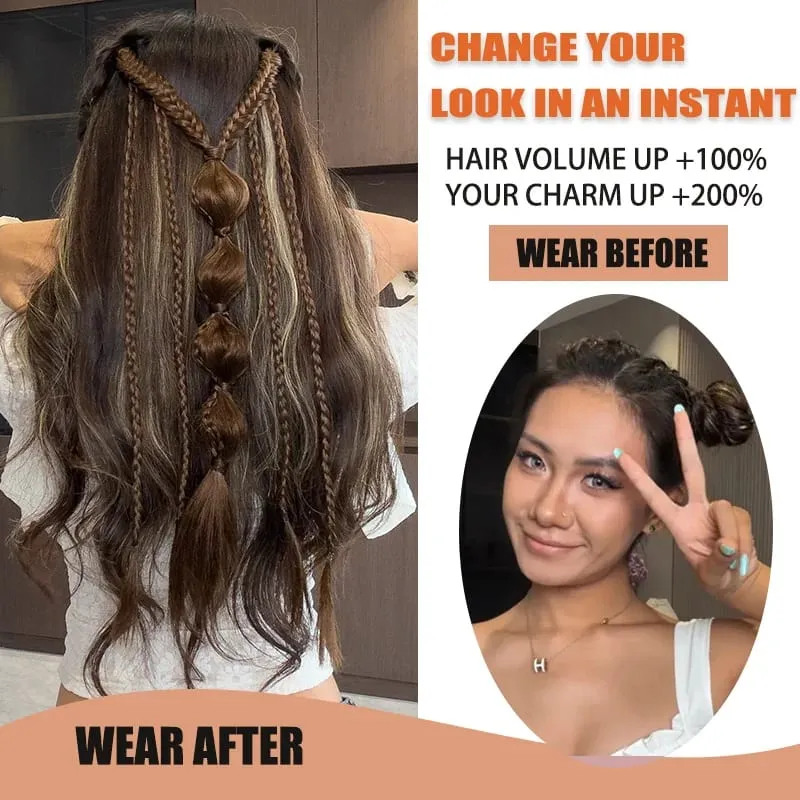 Clip in Braid Synthetic Hair Extensions Boho Festival Princess Braid Viking Renaissance Cosplay Wedding Hairpiece for Women — image 6