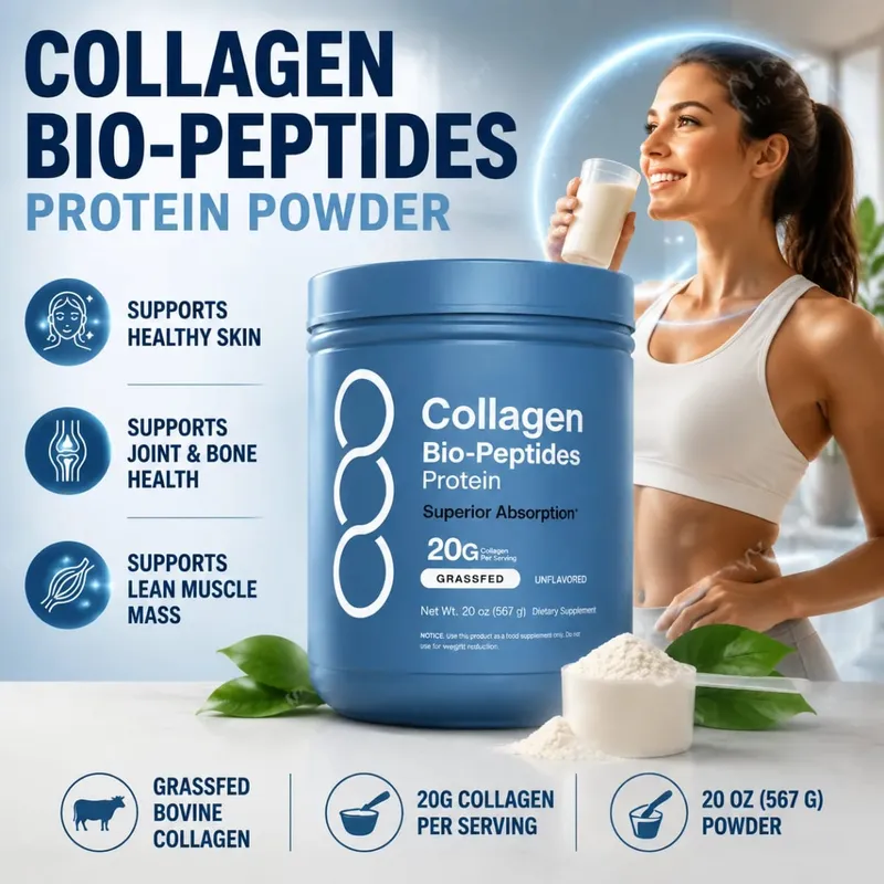 Kollagenbiopeptider proteinpulver med gräsmatad nötkreatur för hud Hår Nagelled Ben & muskelstöd Vuxna 567 gram — image 1