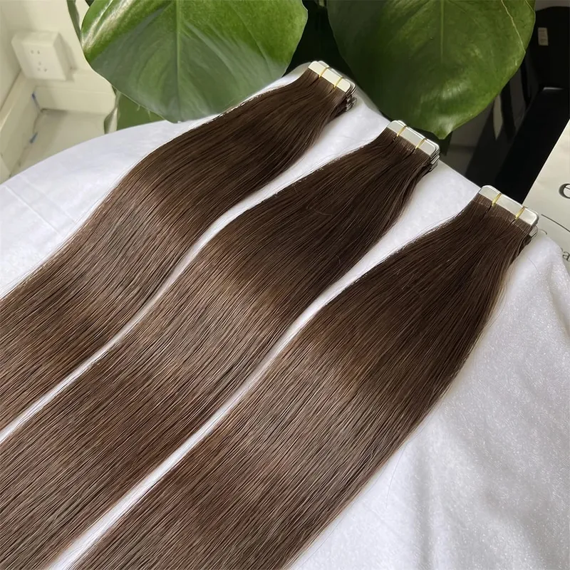 22 24 Inch Tape In Hair Extensions Human Hair Seamless Invisible Natural 1B Black Color 21Pcs/Pack 50g Remy Straight Brazilian 100% Pure Human Hair For Women