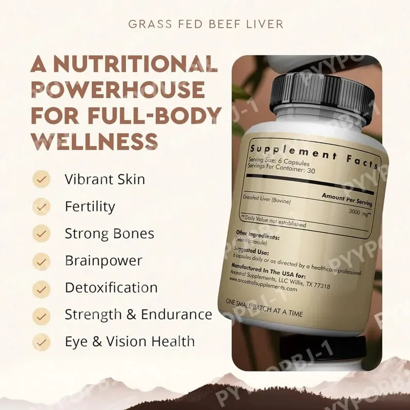 Grassfed Beef Liver Capsules 500mg Each Pasture Raised Bovine Liver Supplement Non GMO 180 Capsules