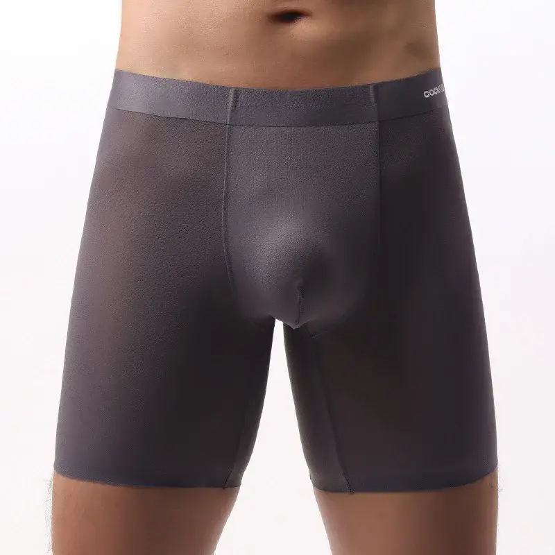 Ice Silk Dài Quần Lót Boxer Nam Siêu mỏng Thoáng Khí Đồ Lót Thể Thao Gợi Cảm Xem Qua Quần Lót Nam Nhanh Khô U túi Quần Lót