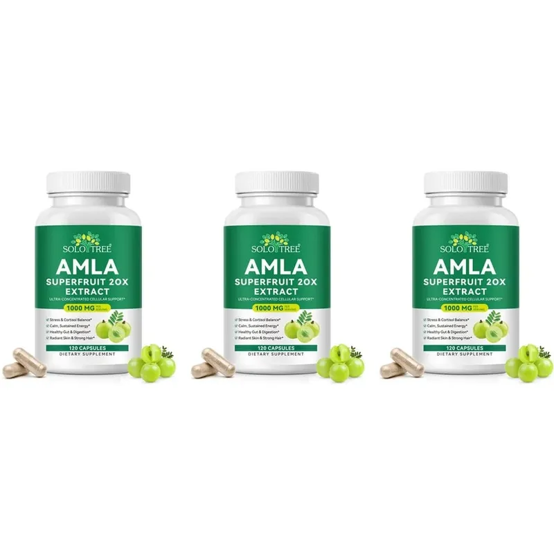 Amla Superfruit 20x Extract Capsules with Phyllanthus Emblica for Promotes Calm Energy Digestive Health Radiant Skin/Hair 120Ct