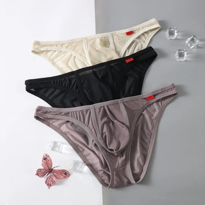 Ultra Thin Men's Underwear Large Pockets Triangular Underpants Transparent Lightweight Briefs