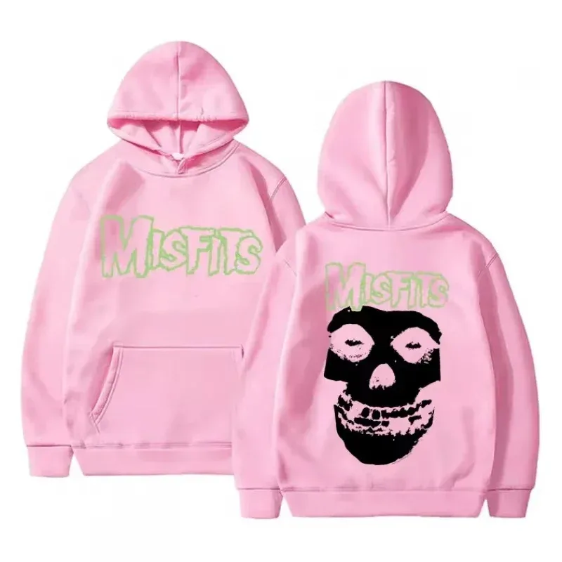 2026 Horror Punk Bizarre Skull Print Hoodie Men's Gothic Retro Loose Fleece Cotton Hoodie Rock Style Pullover Unisex — image 9