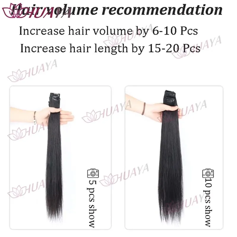 Synthetic 24-inch BB clip-in hair extensions 5 pieces per set one clip per piece seamless hairpieces.Easy and comfortable to w — image 4