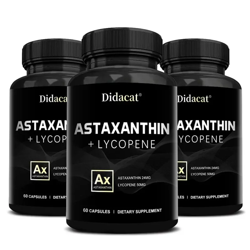 Suplemen Astaxanthin untuk Lelaki dan Wanita | Daripada Haematococcus Pluvialis Microalgae untuk Sokongan Kesihatan Mata & Kulit