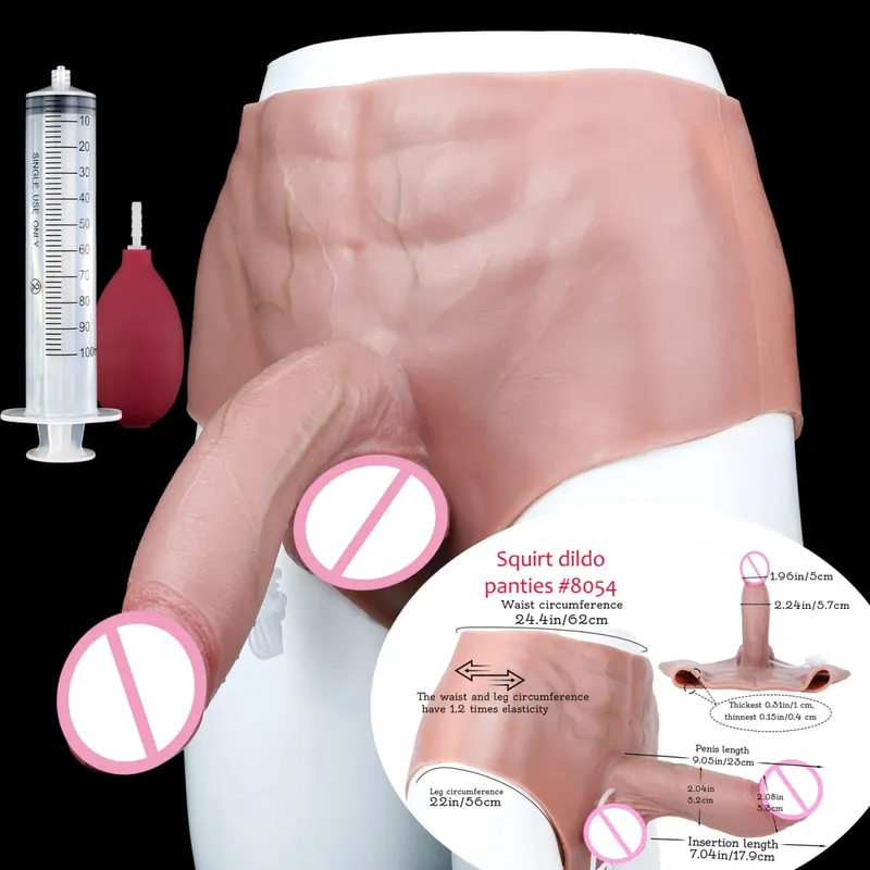 Black Nude Strapon Big Realistic Ejaculation Dildo Silicone Squirting Panties With Simulated Solid Penis Sex Toy For Women