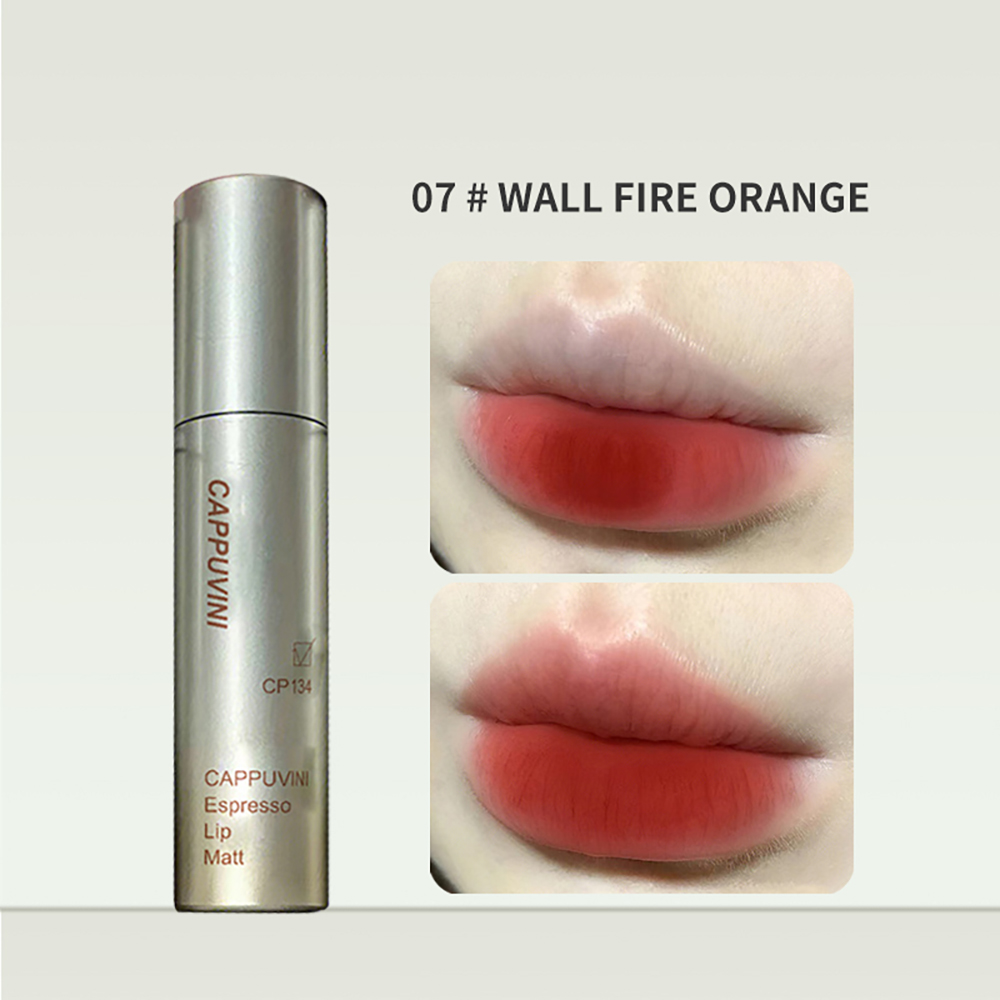 Cappuvini Espresso Matte Lipstick Velvet Lip Glaze Waterproof Long-lasting Texture Smooth Glossy Makeup Setting Lip Color