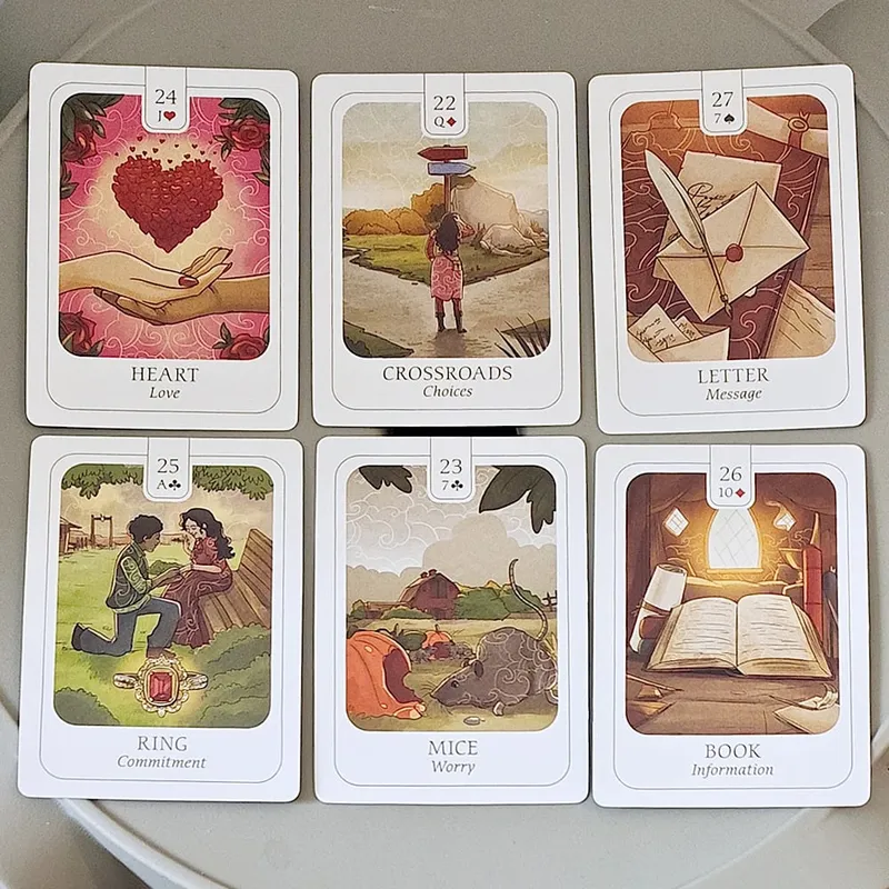 Simplicity Lenormand Deck 41 Pcs Beautifully Illustrated Cards 9*6cm with Meaningful Symbolism with Yes No Maybe Cards