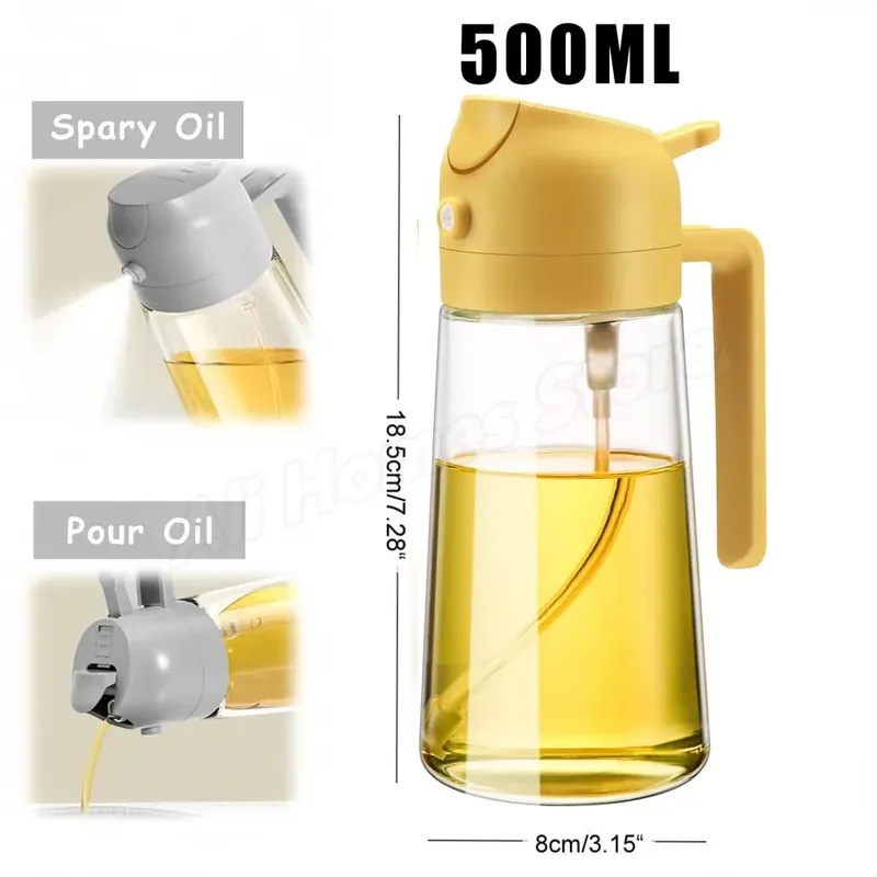 500ML 2-in-1 Dual Use Plastic Olive Oil Sprayer Dispenser Spray Pour Bottle Vinegar Mister Air Fryer BBQ Salad Kitchen Tools — image 18