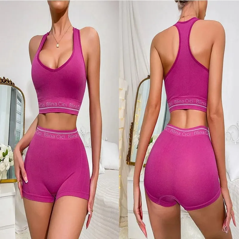 Women's Letter Print 2 Piece Scoop Neck Bra and Mid Rise Boyshort Lingerie Set