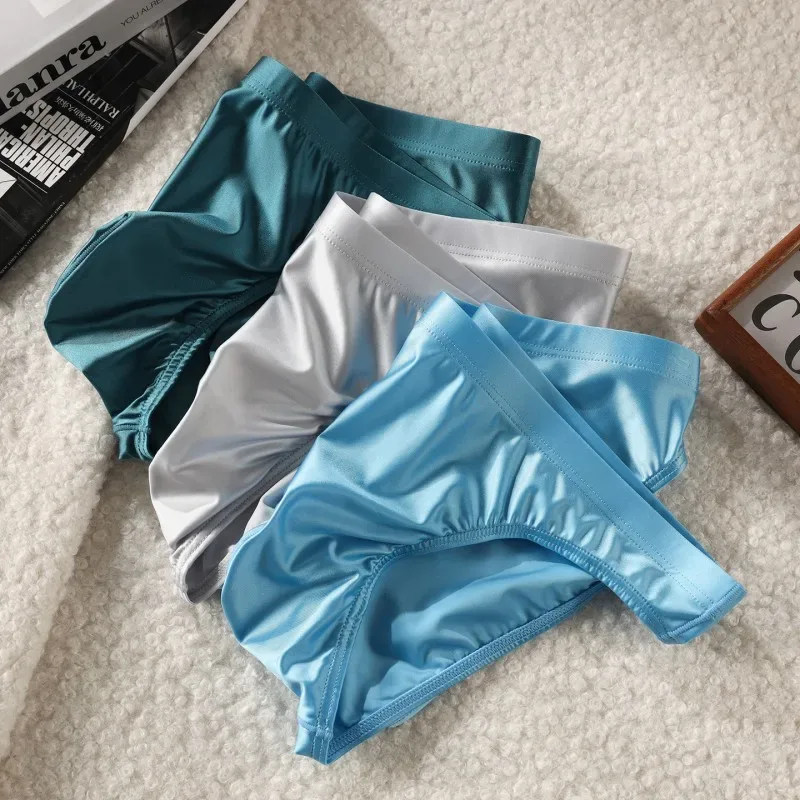 Men Solid Briefs Underwear Man Sexy Glossy Underpants Cuecas Calzoncillos Ropa Interior Hombre Slips Male Pouch Panties