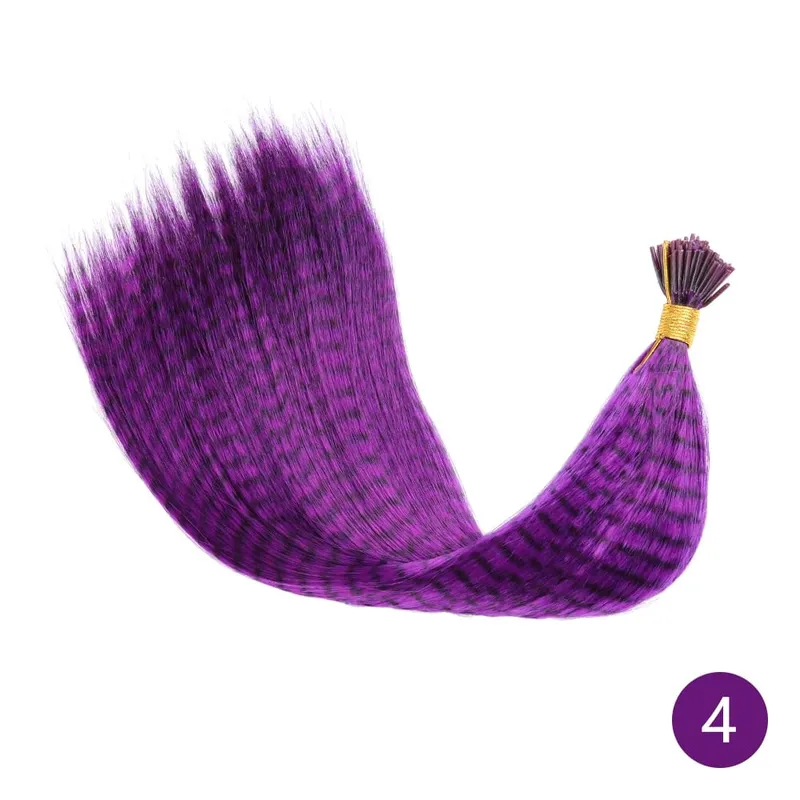 Lansa Feather Hair Extension 10Pieces Fake Hair I Tip Rainbow Synthetic Hair 16inch Hairpiece Feather for Hair Extension — image 10