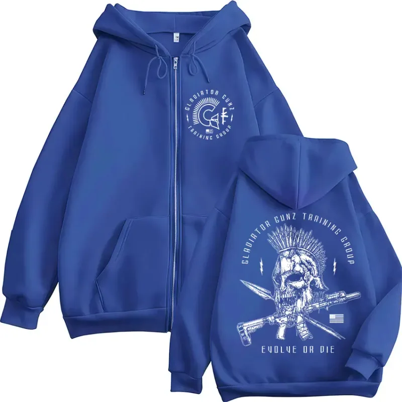 Til Valhalla Warrior Spirit Battleborn Military Grunt Skeleton Zipper Hoodies Men Clothing Long Sleeve Zip Up Hooded Sweatshirts
