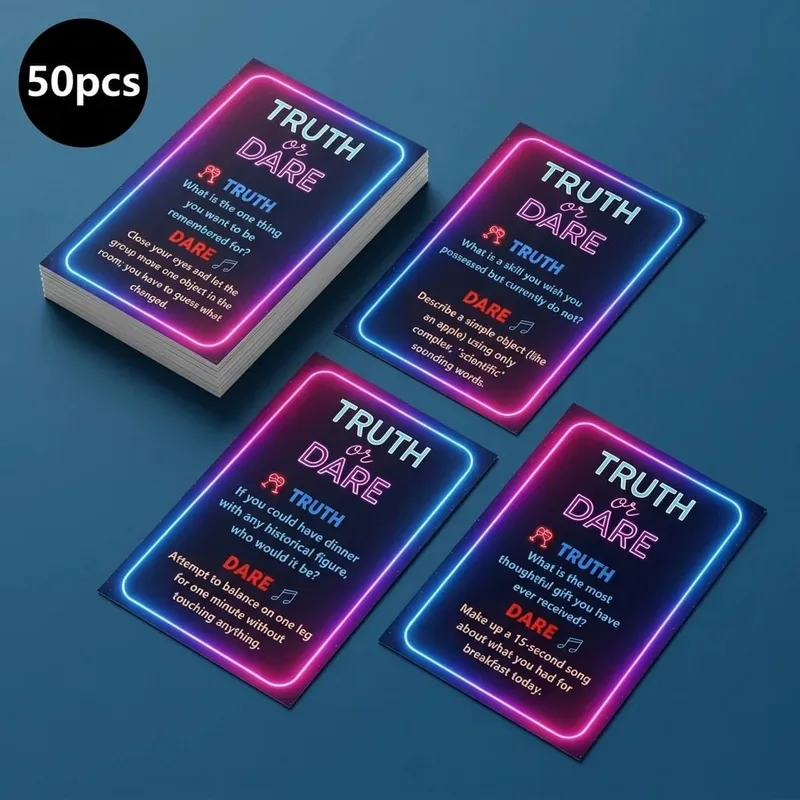 50-Card Truth or Dare: Fun Portable Icebreaker Party Card Game for Family Dorm & Holidays,Back to School Fall Winter Hallowee — image 3