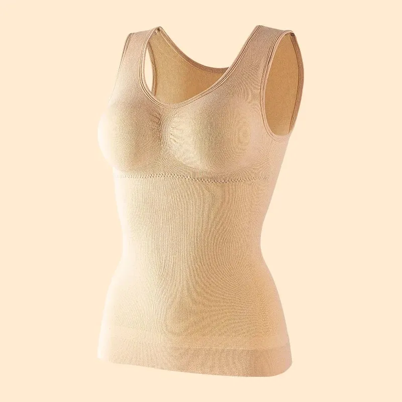 Women Tummy Control Shapewear Classic 2-IN-1 With Padded Bra High Elastic Vest Body Shaper Up Lift Corset Cami Tank Tops 3Colors — image 12