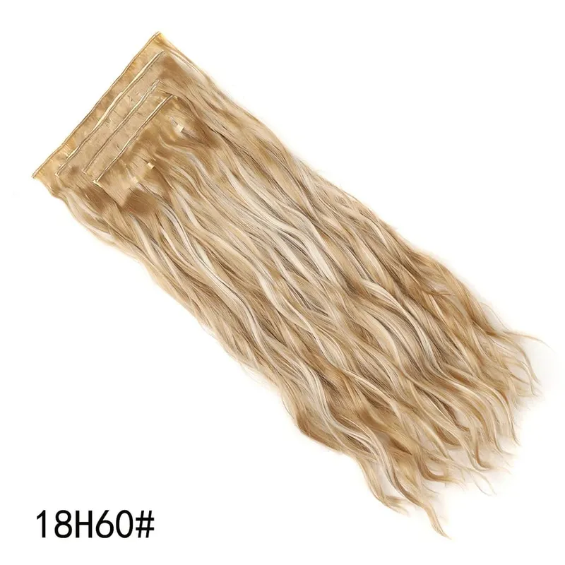 4PCS/Set Clip-in Hair Extensions 20inches Long Water Wavy Synthetic Hair Extensions Thick Hairpieces Fake Hair for Women Girls