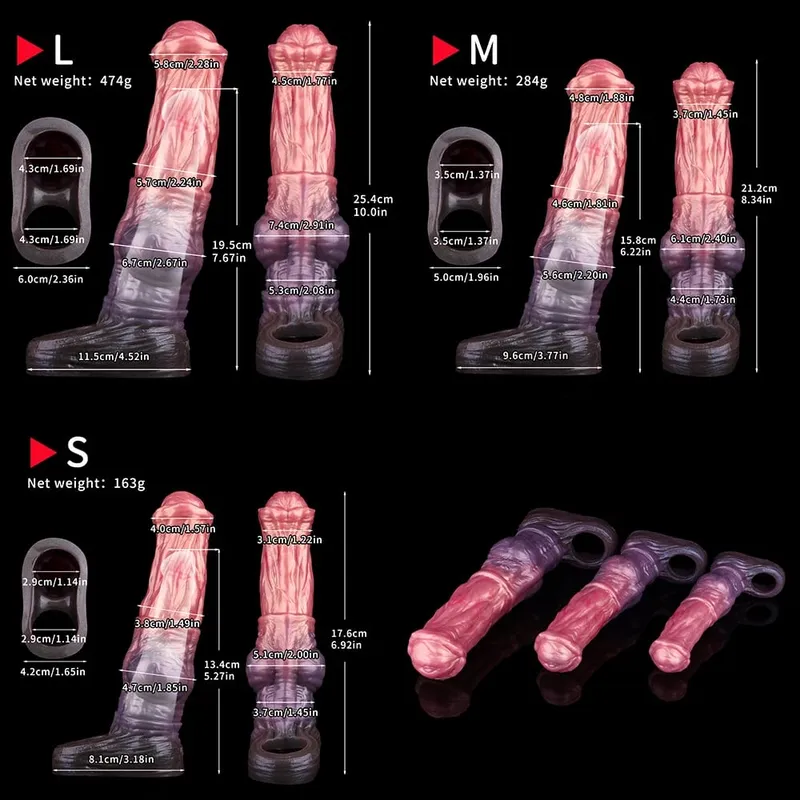 Soft Dog Knot Penis Sheath Fantasy Horse Dildo Sleeve Delay Ejaculation Ring Male Dick Girth Enlarger&Extender Sex Toy